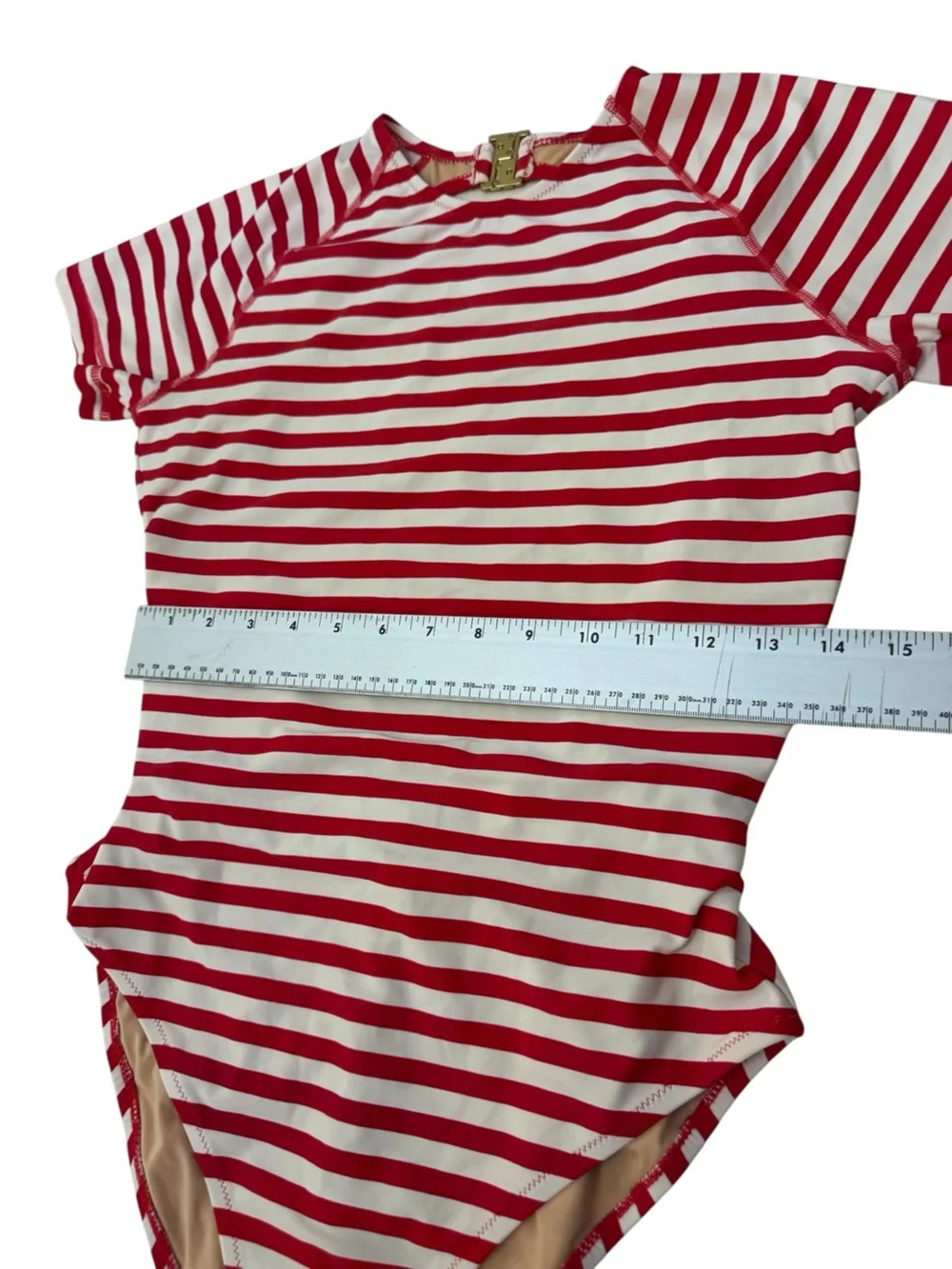 J.Crew Open-Back Striped Short-Sleeve One-Piece Swimsuit 8